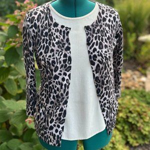 Ann Taylor cardigan, Cheeta Print, Sz S